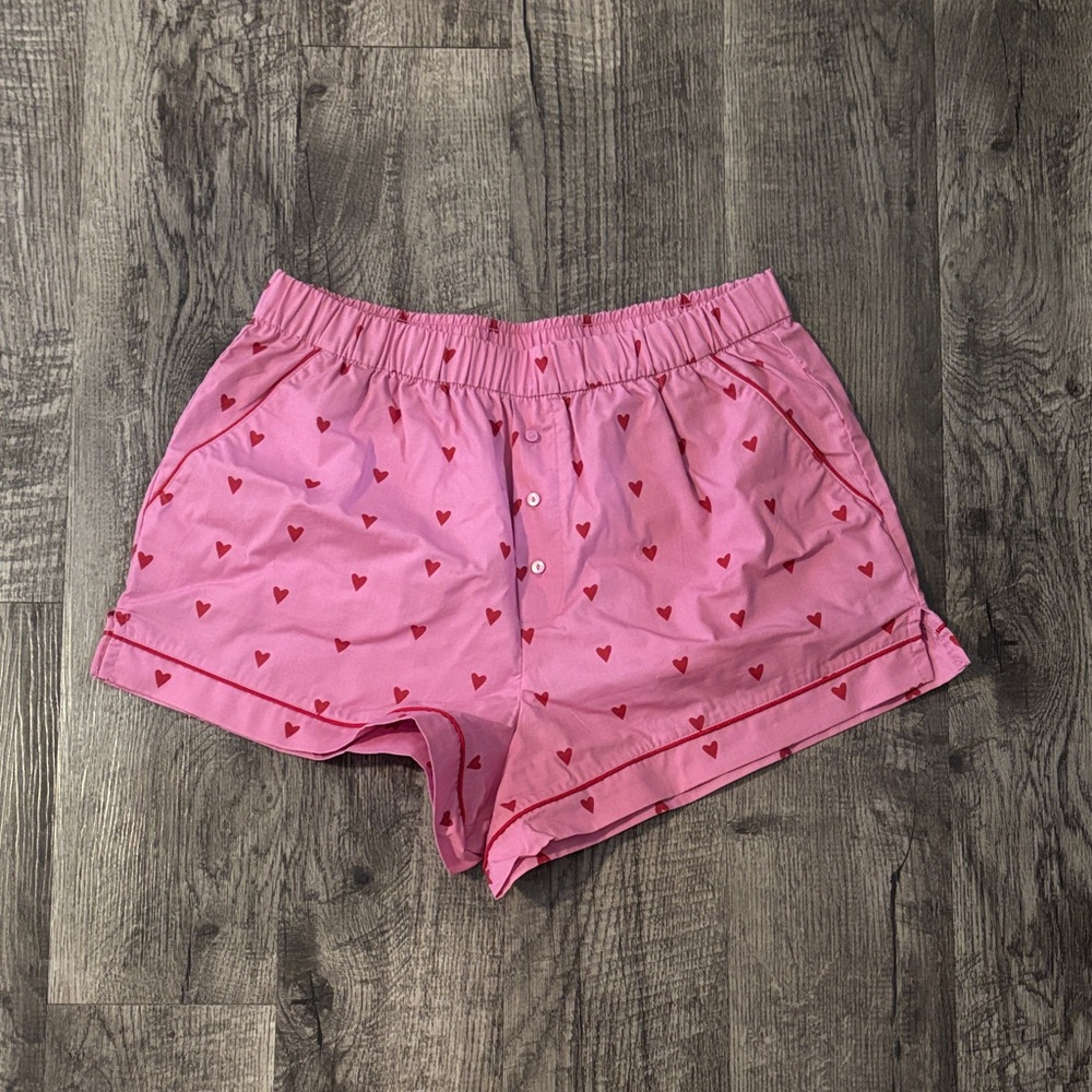 Abercrombie & Fitch Pajama Shorts - Pink Heart Print - Size Medium